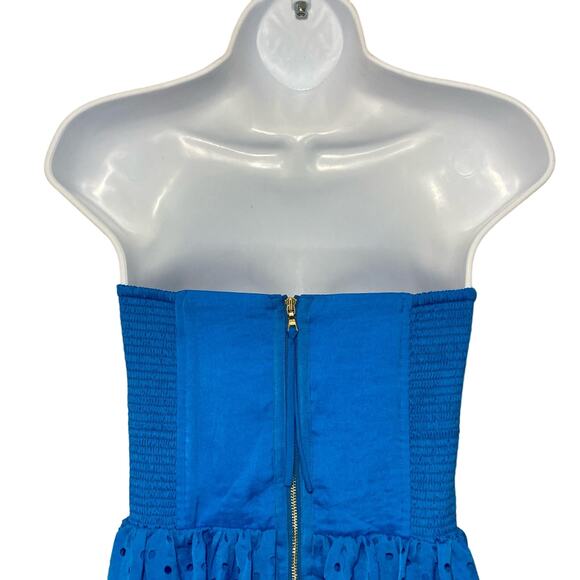 Rebecca Taylor Blue Strapless Eyelet Corset Dress Size 0 As Seen On Taylor Swift - Picture 8 of 16